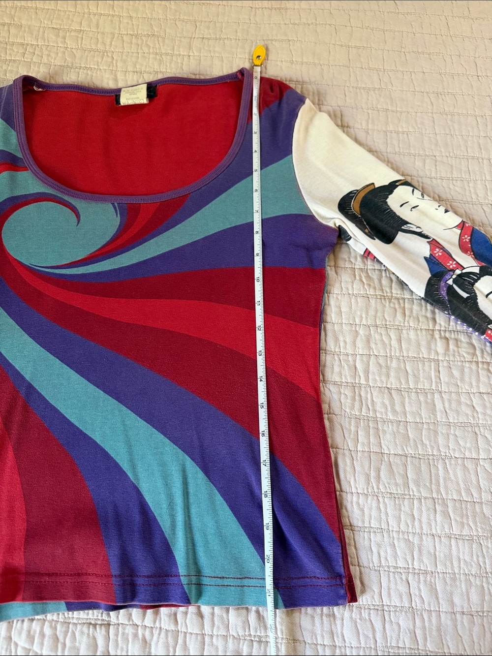 Vintage Y2K Custo Barcelona Geisha Portrait Graphic Top Long Sleeve M - Picture 5 of 8